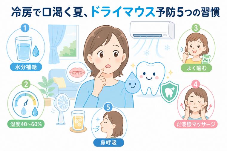 冷房で口渇く夏、ドライマウス予防5つの習慣